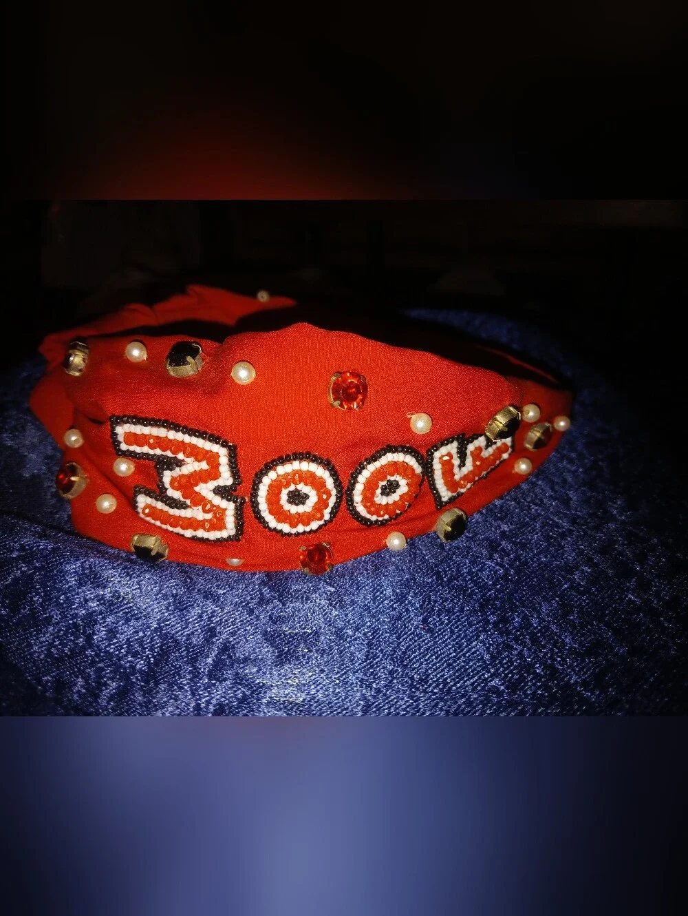 WOOF Headband / Game Day Beaded Rhinestone Pearl / Twist Top / Georgia / Gameday